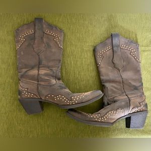 Corkeys Women Tan Brown Western Cowboy Boots NAIL - Size 9